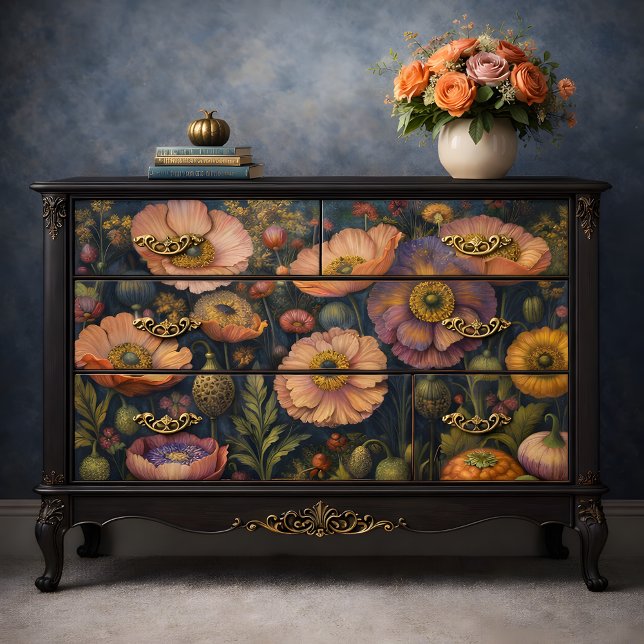 Luminous Poppies Bloom Decoupage Seidenpapier (Luminous Poppies Bloom Decoupage Tissue Paper Mockup)