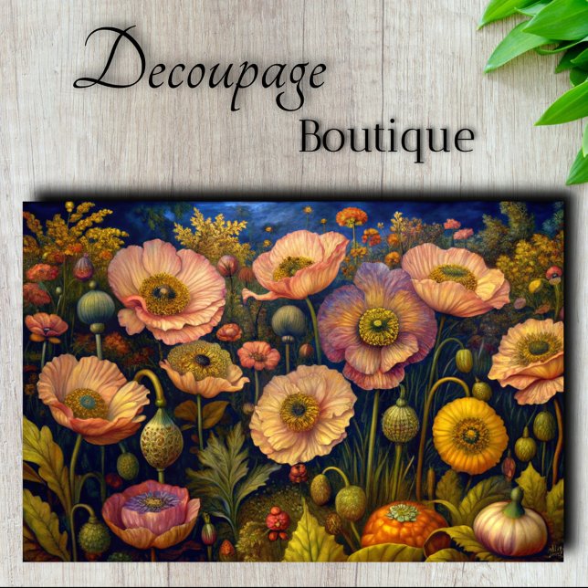Luminous Poppies Bloom Decoupage Seidenpapier (Luminous Poppies Bloom Decoupage Tissue Paper)