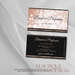 Luminous Rose Gold Glitzer Stars Luxus Schwarz Visitenkarte