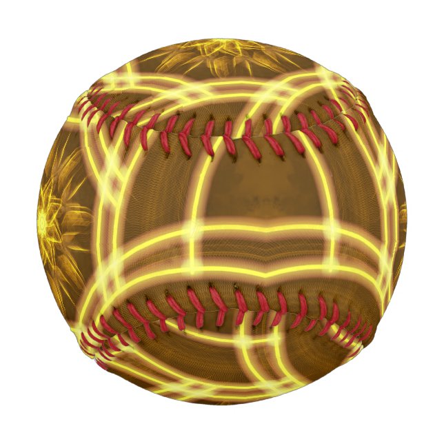 “Luminous Star Portal – Symmetrical Golden Fractal Baseball (Vorderseite)
