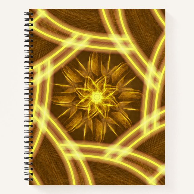 Luminous Star Portal – Symmetrical Golden Fractal Notizbuch (Vorderseite)