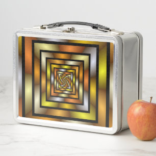 Luminous Tunnel Colorful Trippy Fraktal Graphic Metall Brotdose
