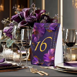 Luminous Violets Purple Wedding Table Number Tischaufsteller