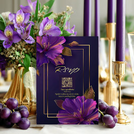 Luminous Violets QR Code RSVP Karte