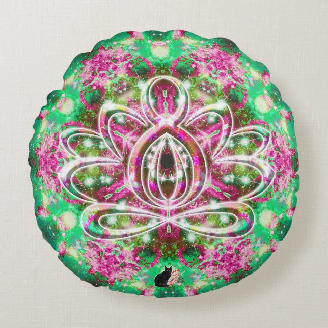 Luminous Zen Lotus Round Pillow Rundes Kissen (Vorderseite)