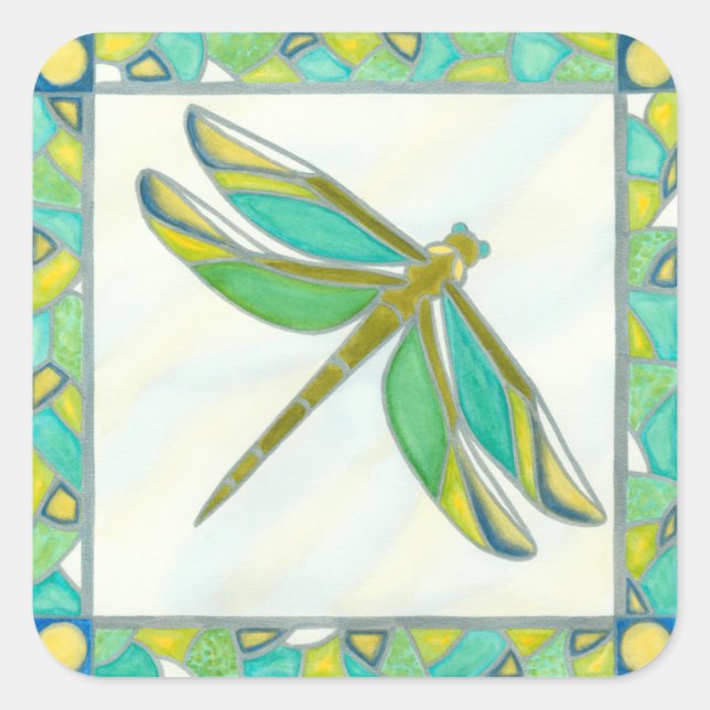 Luminy Pastel Dragonfly von Vanna Lam Quadratischer Aufkleber (Vorderseite)