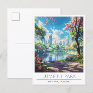 Lumpini-Park Bangkok Thailand Vintage Reise  Postkarte