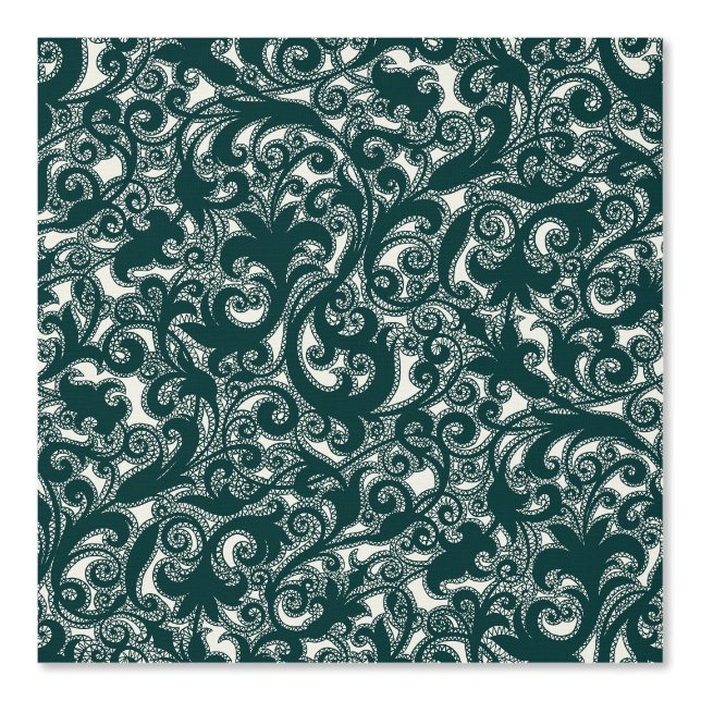 LUNA Dark Aquamarin Botanic Floral Tapete (Vorderseite)