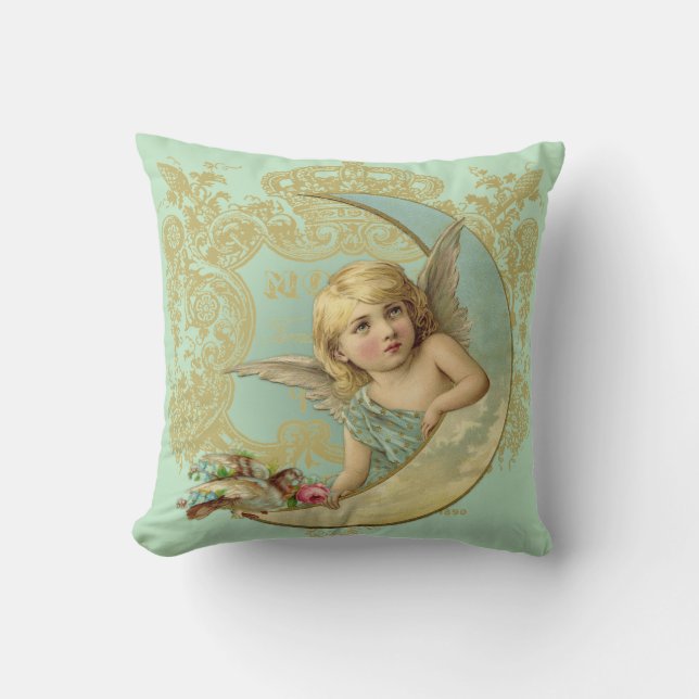 Luna-Engel Throwkissen, Vintage kundenspezifische Kissen (Vorderseite)