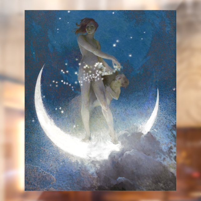 Luna Goddess auf den Nachts-Scattering Stars Fensteraufkleber (Blatt 2)