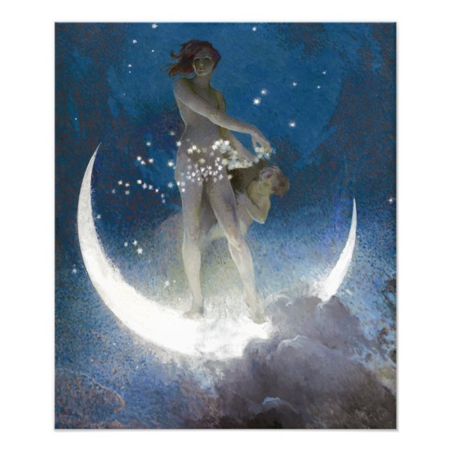 Luna Goddess auf den Nachts-Scattering Stars Fotodruck (Vorne)