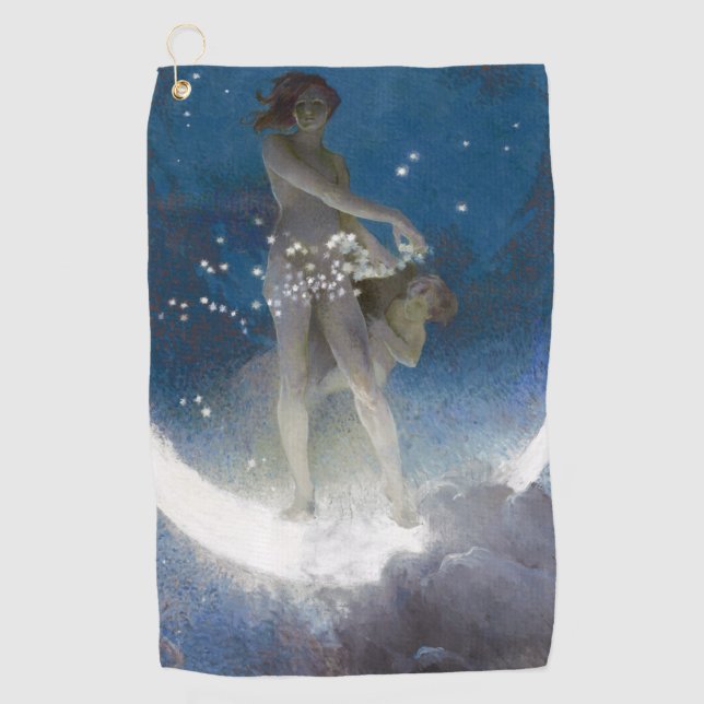 Luna Goddess auf den Nachts-Scattering Stars Golfhandtuch (Vorderseite)