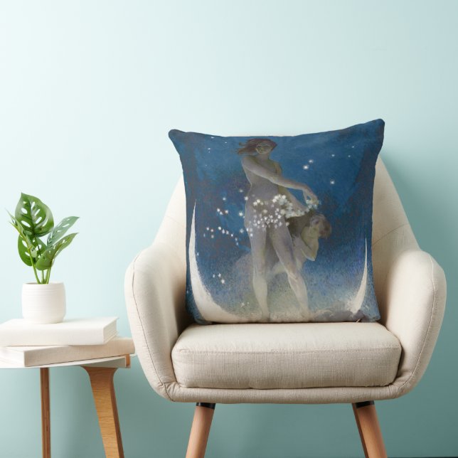 Luna Goddess auf den Nachts-Scattering Stars Kissen (Stuhl )