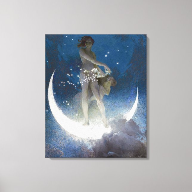 Luna Goddess auf den Nachts-Scattering Stars Leinwanddruck (Vorderseite)