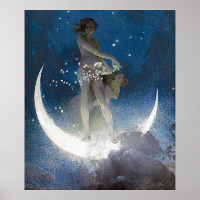 Luna Goddess auf den Nachts-Scattering Stars Poster (Vorne)