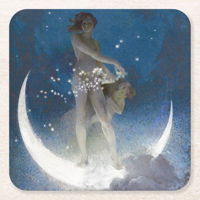 Luna Goddess auf den Nachts-Scattering Stars Rechteckiger Pappuntersetzer (Vorderseite)