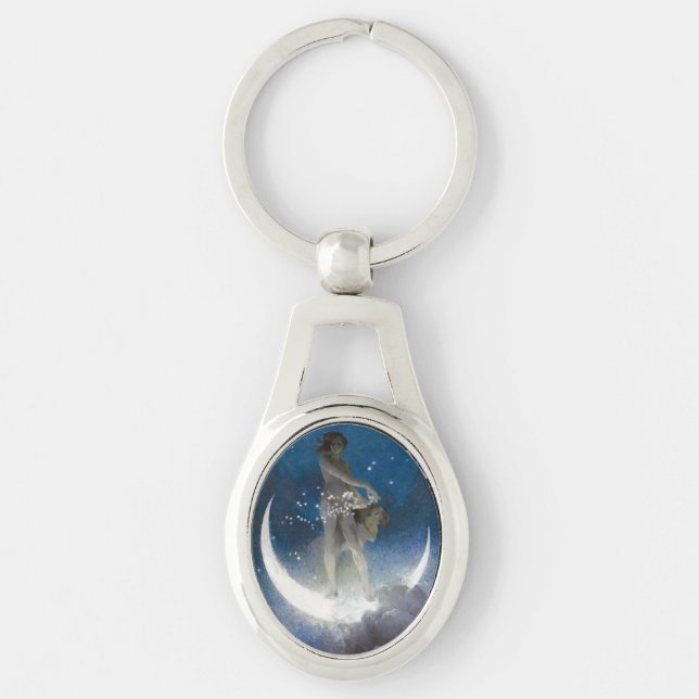 Luna Goddess auf den Nachts-Scattering Stars Schlüsselanhänger (Vorderseite)