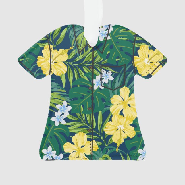 Luna Hibiskus Garden Hawaiian Aloha Shirt - Marine Ornament (Vorderseite)