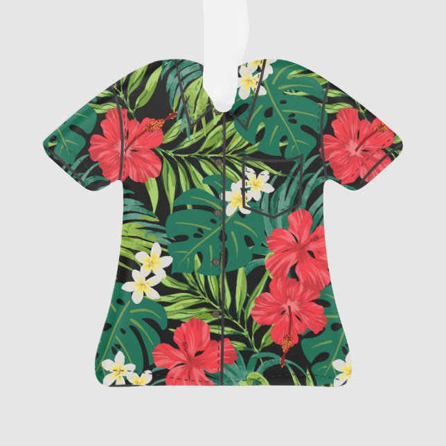 Luna Hibiskus Garden Hawaiian Aloha Shirt - Rot Ornament (Vorderseite)