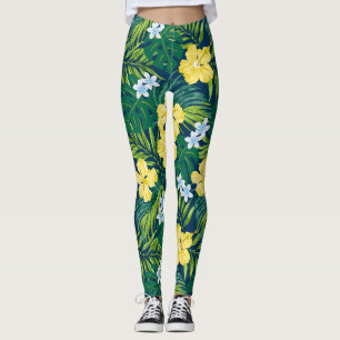 Luna Hibiskus Garden Hawaiian - Gelb und Marine Leggings