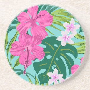 Luna Hibiskus Garden Hawaiian - Pink und Turq Getränkeuntersetzer