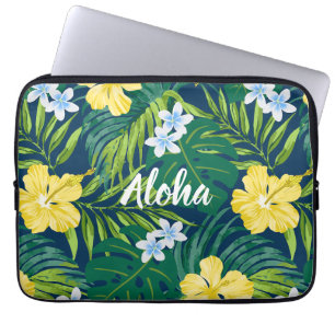 Luna Hibiskus Garden Hawaiian-Yellow and Navy Laptopschutzhülle