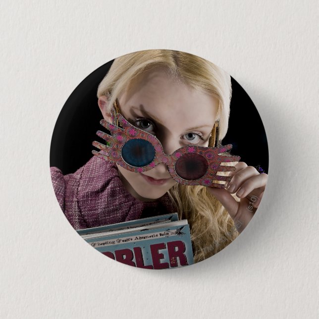 Luna Lovegood blickt über die Brille Button (Vorderseite)