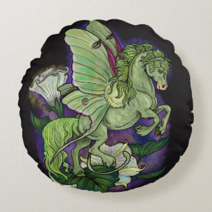 Luna Moonduster Moth Fairy Horse Coussin rond