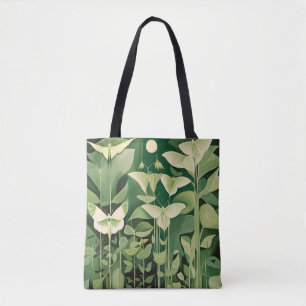 Luna Moth and Blume - Grün und Creme Tasche