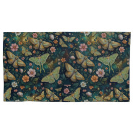 Luna Moth and Moon Phases, Starry Night Flowers Kissenbezug