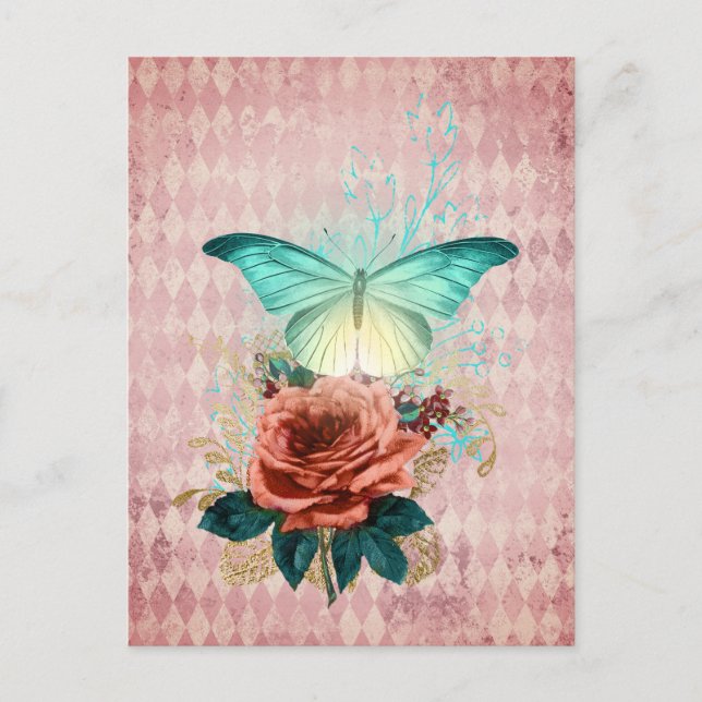 Luna Moth Bouquet Collage Postkarte (Vorderseite)