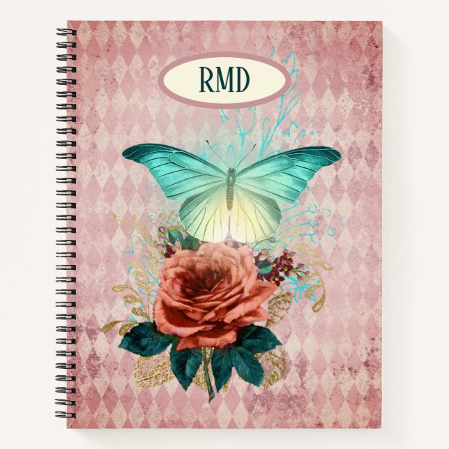 Luna Moth Bouquet Custom Notizbuch (Vorderseite)