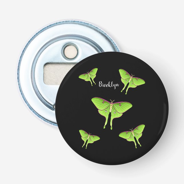 Luna Moth Cartoon Illustration Flaschenöffner (Vorderseite)