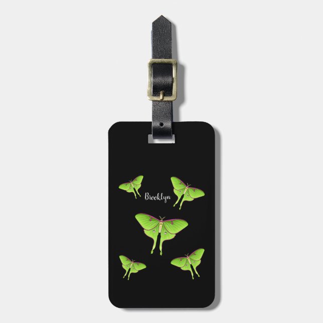 Luna Moth Cartoon Illustration Gepäckanhänger (Vorderseite vertikal)