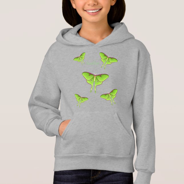 Luna Moth Cartoon Illustration Hoodie (Vorderseite)