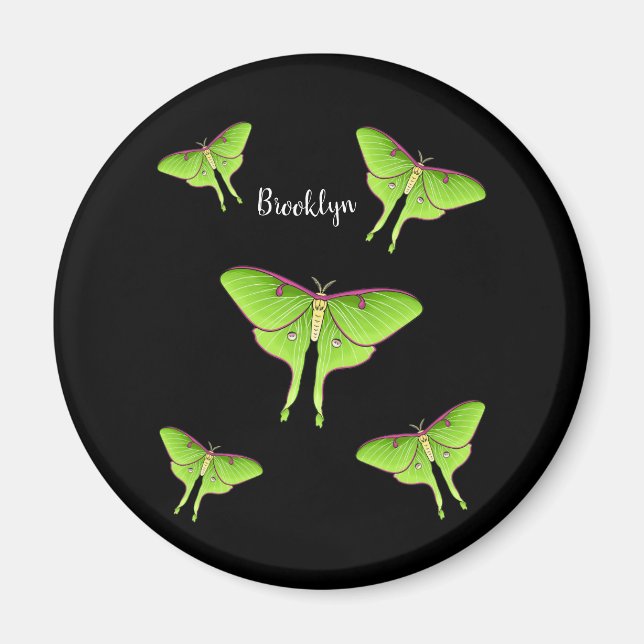 Luna Moth Cartoon Illustration Magnet (Vorne)