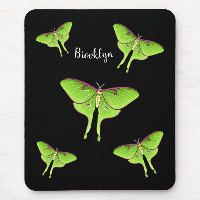 Luna Moth Cartoon Illustration Mousepad (Vorne)