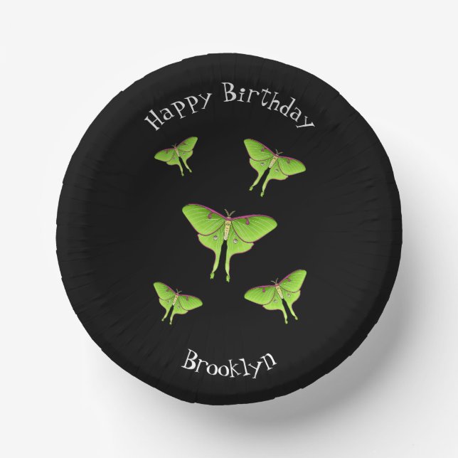 Luna Moth Cartoon Illustration Pappteller (Vorderseite)