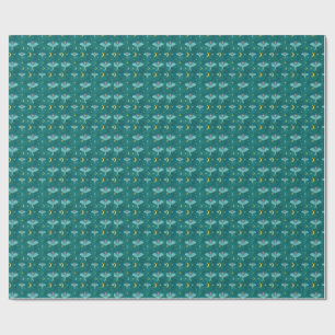 Luna Moth Celestial Moons & Stars Aquamarin Geschenkpapier