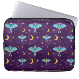 Luna Moth Celestial Moons & Stars Lila Laptopschutzhülle