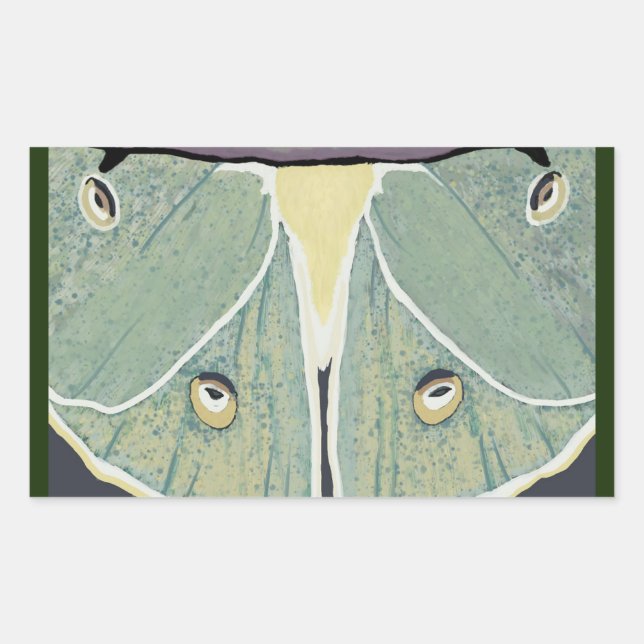 Luna Moth Digital Painting Accent Pillow Rechteckiger Aufkleber (Vorderseite)