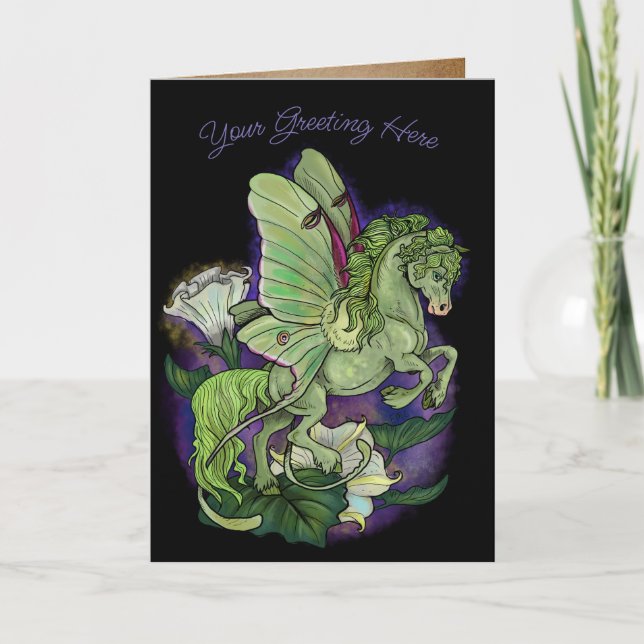 Luna Moth Fairy Horse Carte de vacances (Devant)