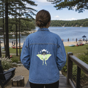 Luna Moth Moon Phases Black Jeansjacke