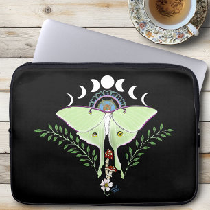 Luna Moth Moon Phases Black Laptopschutzhülle