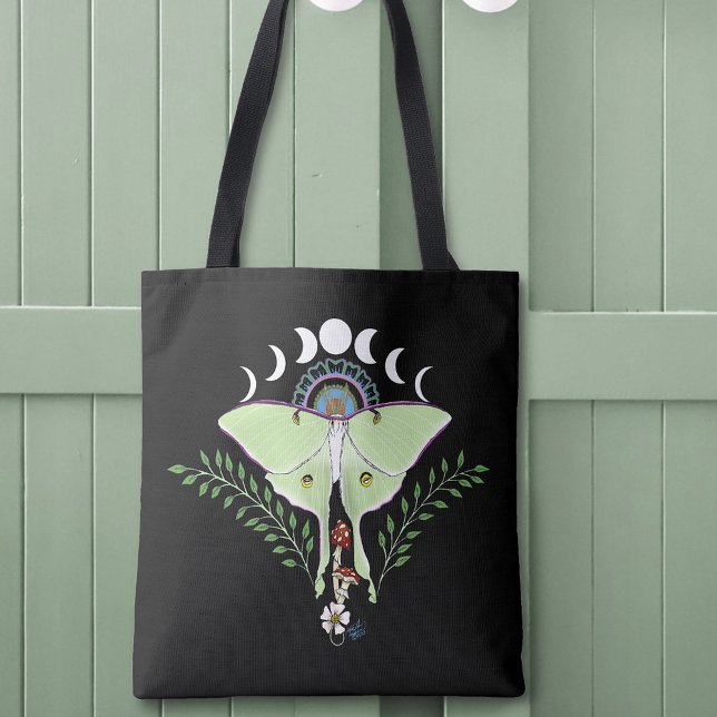 Luna Moth Moon Phases Black Tasche (Von Creator hochgeladen)