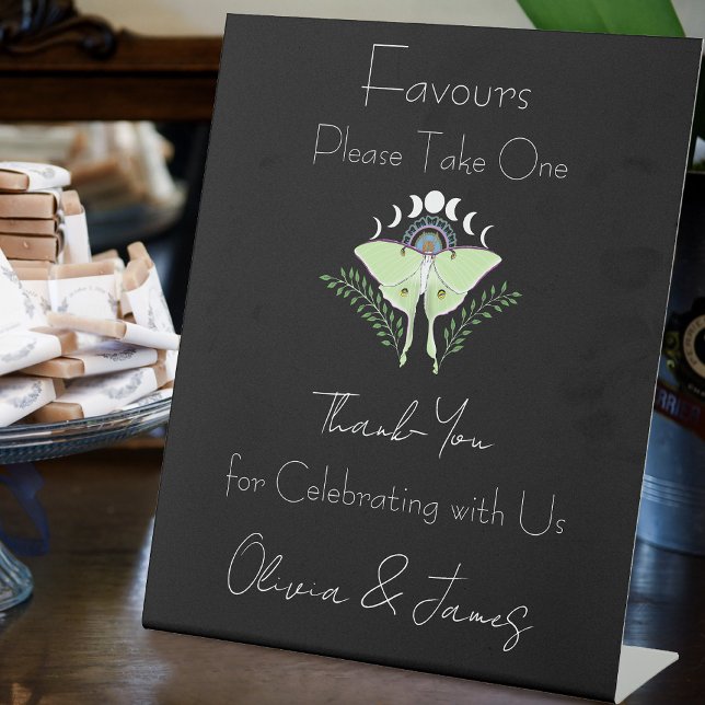 Luna Moth Moon Phases Gastgeschenke Hochzeiten Sockelschild (Von Creator hochgeladen)