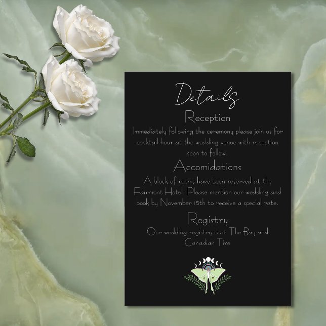 Luna Moth Moon Phases Wedding Begleitkarte (Von Creator hochgeladen)
