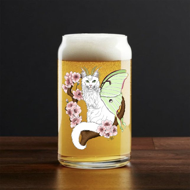 Luna Moth Moon White Cat Green Dosenglas (Von Creator hochgeladen)