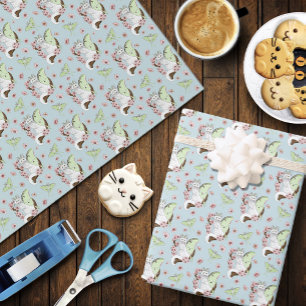 Luna Moth Moon White Cat Green Geschenkpapier