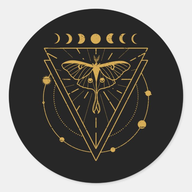 Luna Moth Mystical Designs Runder Aufkleber (Vorderseite)